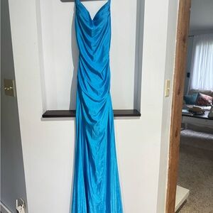 Vibrant Blue Draped Gown